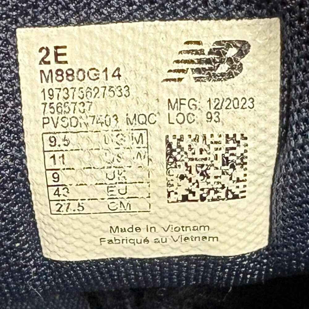 New Balance 880 v14 Blue Mens US Size 9.5 Wide EUR 43 M880G14 Running Shoes